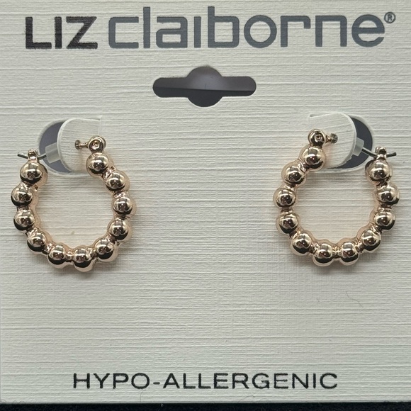 Liz Claiborne Jewelry - Liz Claiborne Rose Gold Tone Small Hoop Earrings